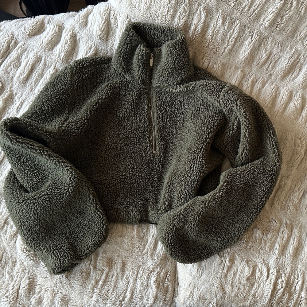 Topshop Olive Teddy Jacket